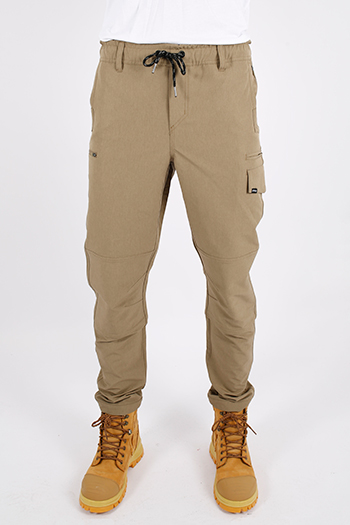 A person wearing tan pants    Description automatically generated